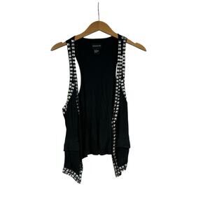 Central Park West Black Jersey Knit Stud Embellished Edgy Black Vest Womens M